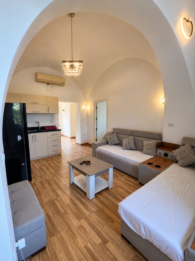 Kafr El Gouna Two Bedroom — living and kitchen