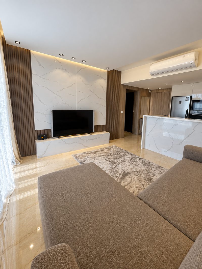 G Cribs One Bedroom — living to kitchen