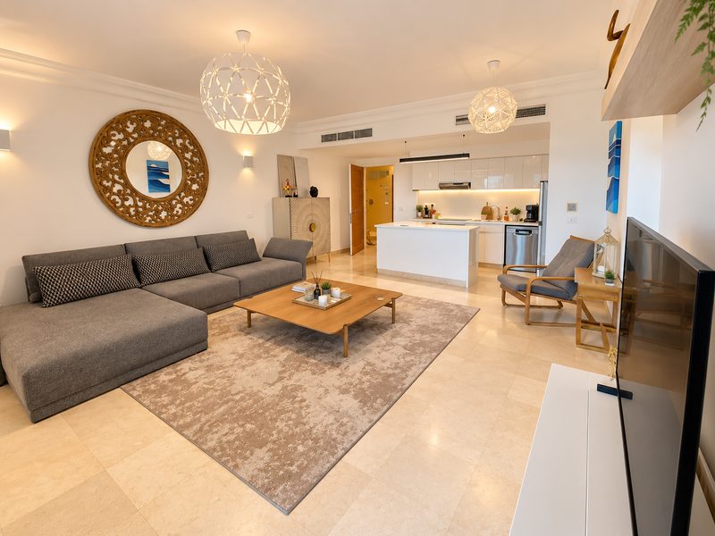 Smokery Marina Two Bedroom — living to kitchen